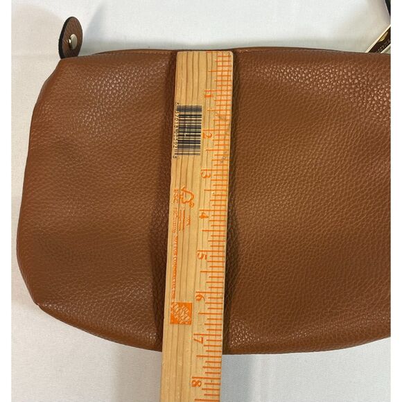 Steve Madden Brown Pebble Leather Cosmetic Travel Bag Gold Hardware Boho Cottage - Picture 7 of 7